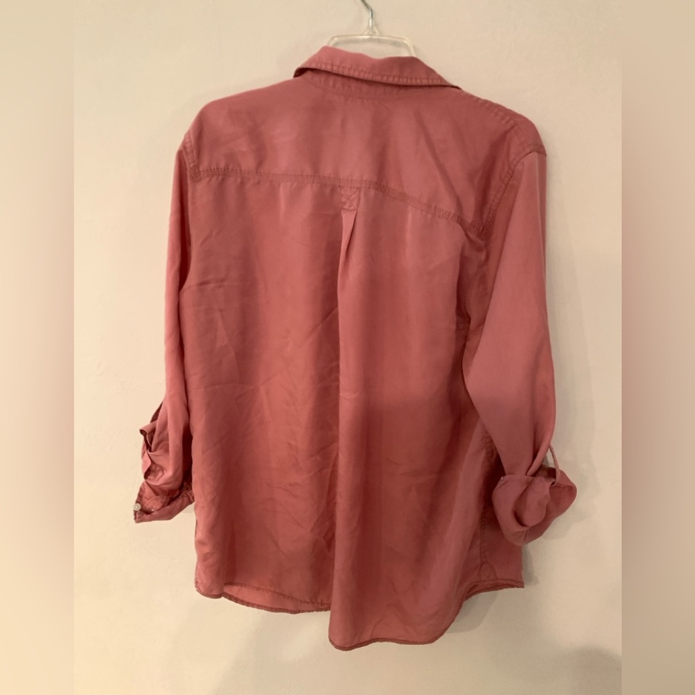 Talbots Dusty Rose Blouse with roll tab long sleeves XL Gently Used loose fit - Picture 3 of 8